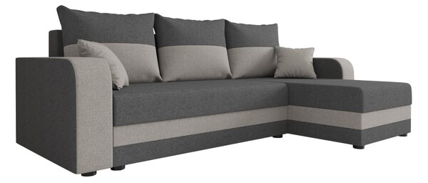 Rozkládací oboustranná sedací souprava do L VALERIO 238x140 cm, tmavě šedá/světle šedá + 2 polštářky ZDARMA