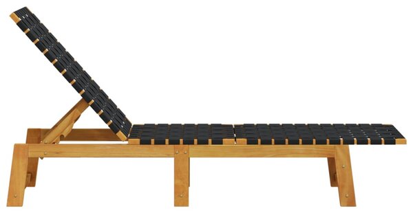 Lehátka 2 ks černá masivní akáciové dřevo a textil 3214210