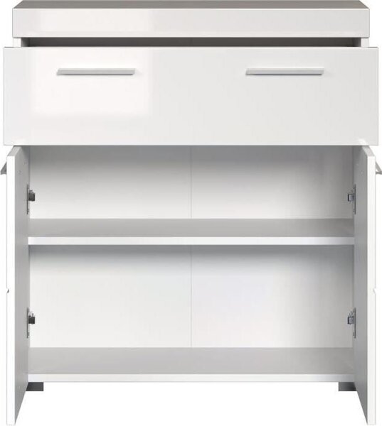 Koupelnový nábytek Spodní skříňka, 2 dvířka, 1 zásuvka, bílá, šířka 73 x hloubka 31 x výška 79 cm, Amanda