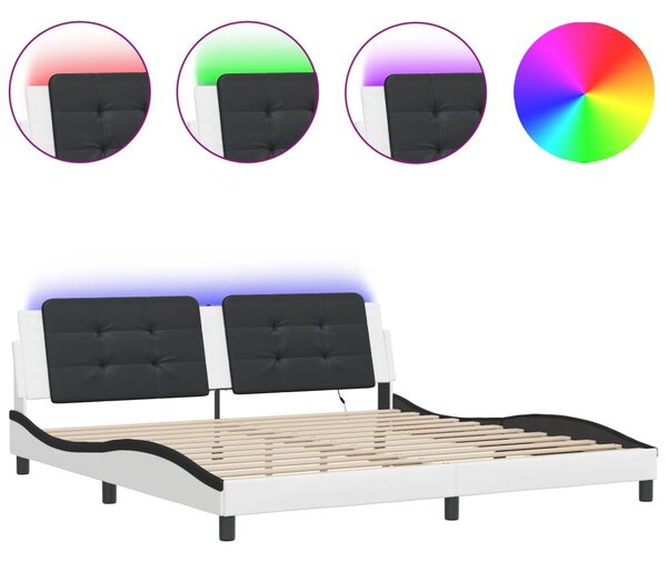 Rám postele s LED bez matrace Zadar bílý a černý 200x200 cm 3214137