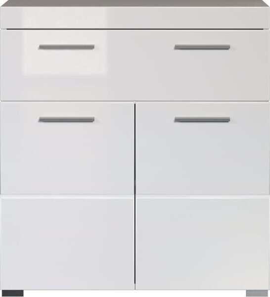Koupelnový nábytek Spodní skříňka, 2 dvířka, 1 zásuvka, bílá, šířka 73 x hloubka 31 x výška 79 cm, Amanda