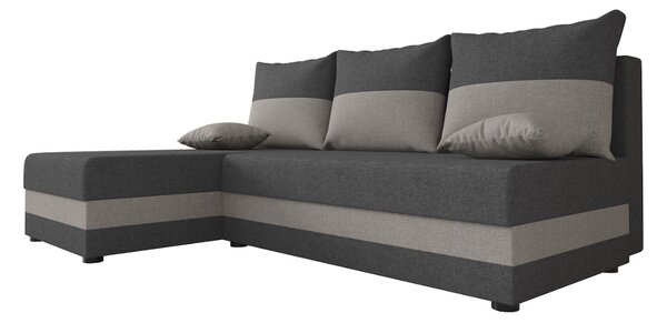Rozkládací oboustranná sedací souprava do L VALERIO SLIM 200x140 cm, tmavě šedá/světle šedá + 2 polštářky ZDARMA
