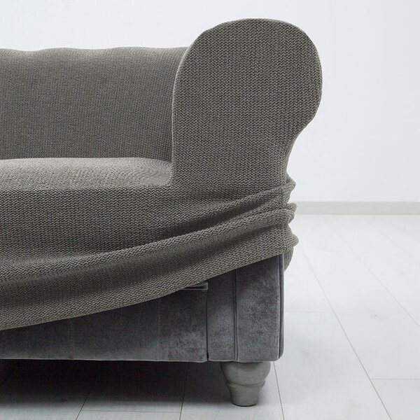 Super strečové potahy HARMONIA šedá taburet (40 - 60 cm)