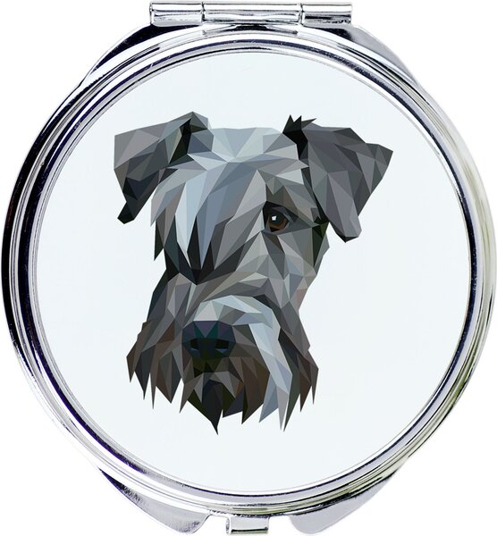 Český teriér, také známý jako český terier nebo bohémský teriér – zrcadlo s fotografií a geometrickým vzorem od značky Art-Dog