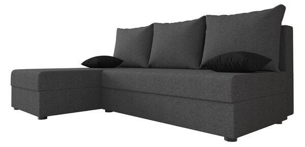 Rozkládací oboustranná sedací souprava do L VALERIO SLIM 200x140 cm, tmavě šedá + 2 polštářky ZDARMA