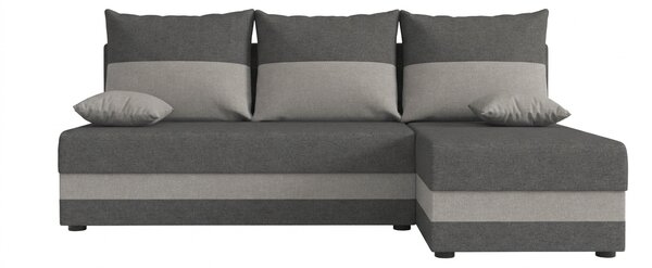 Rozkládací oboustranná sedací souprava do L VALERIO SLIM 200x140 cm, tmavě šedá/světle šedá + 2 polštářky ZDARMA
