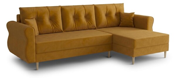 Rozkládací oboustranná sedací souprava do L SILVIANO 230x140 cm, hořčicová
