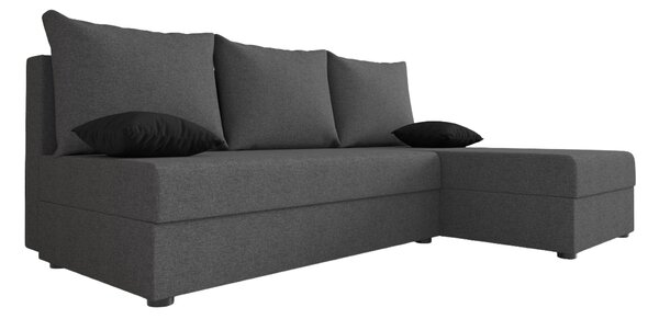Rozkládací oboustranná sedací souprava do L VALERIO SLIM 200x140 cm, tmavě šedá + 2 polštářky ZDARMA