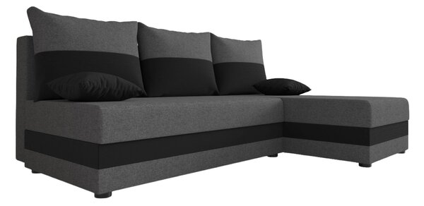 Rozkládací oboustranná sedací souprava do L VALERIO SLIM 200x140 cm, tmavě šedá/antracitová + 2 polštářky ZDARMA