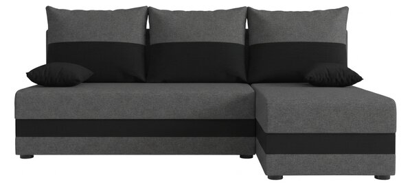 Rozkládací oboustranná sedací souprava do L VALERIO SLIM 200x140 cm, tmavě šedá/antracitová + 2 polštářky ZDARMA