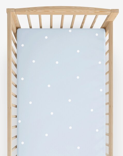Goldea bavlněné napínací prostěradlo do dětské postýlky - puntíky na nebesky modrém 60 x 120 cm