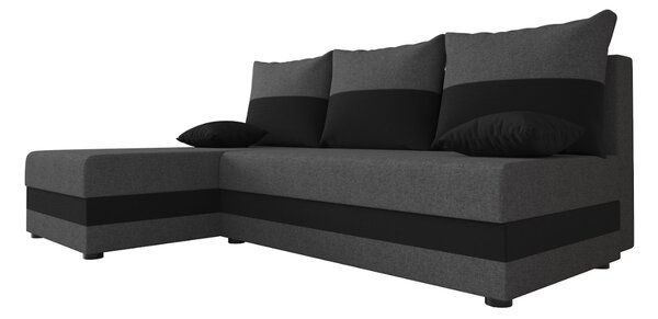 Rozkládací oboustranná sedací souprava do L VALERIO SLIM 200x140 cm, tmavě šedá/antracitová + 2 polštářky ZDARMA