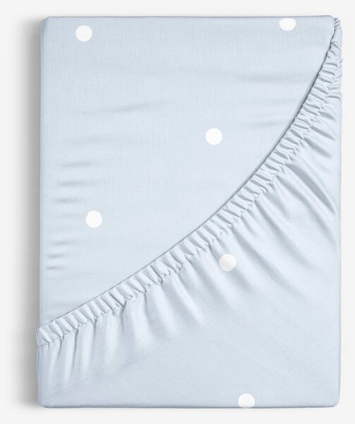 Goldea bavlněné napínací prostěradlo - puntíky na nebesky modrém 80 x 160 cm