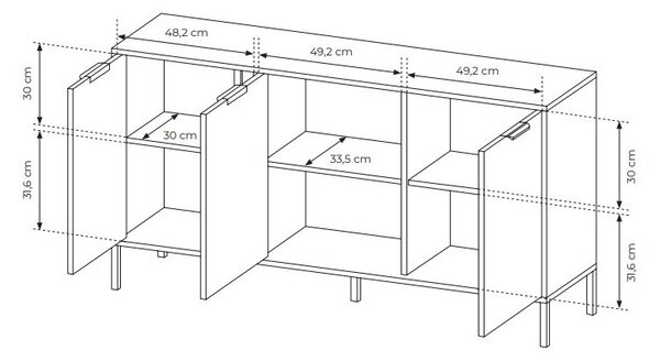 Skříňka Lyran 3D (antracit + zlatá). Akce -21%