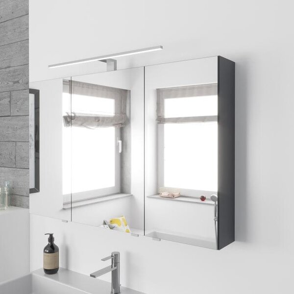 Zrcadlová skříňka Lodge o šířce 100 cm se 3 dvířky a vestavěným LED osvětlením