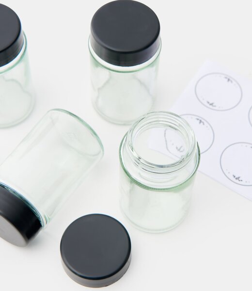 Sinsay - Sada nádob na koření se štítky 4 pack - clear