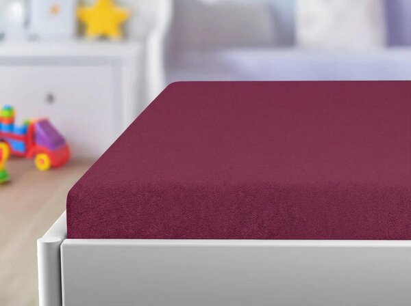Froté prostěradlo do dětské postýlky PREMIUM 60x120 cm vínové