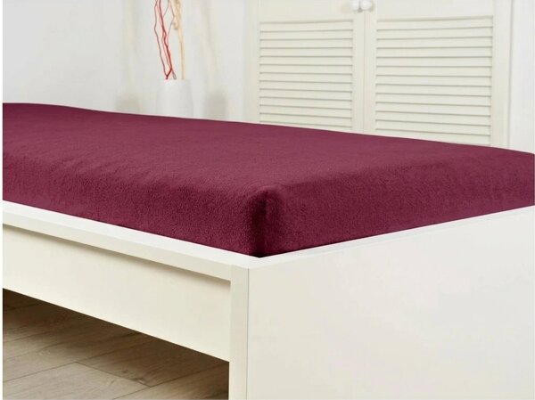 Froté prostěradlo do dětské postýlky PREMIUM 60x120 cm vínové