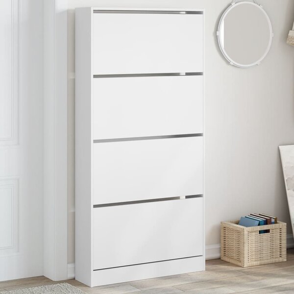 Botník se 4 výklopnými zásuvkami bílý 80 x 21 x 163,5 cm 3214364