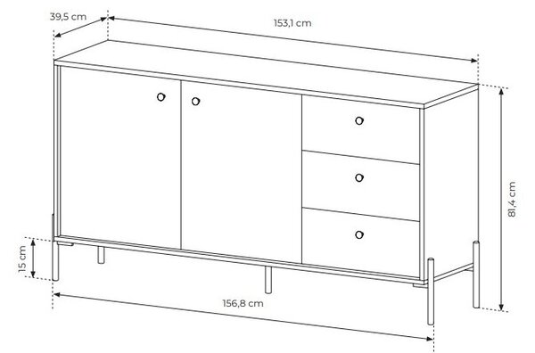 Komoda Scandia 2D3S (dub scandi + jedlička scandi)