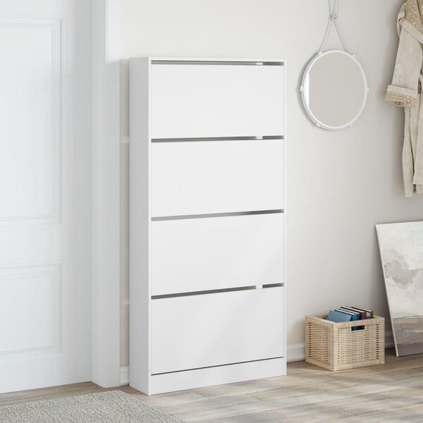 Botník se 4 výklopnými zásuvkami bílý 80 x 21 x 163,5 cm 3214364