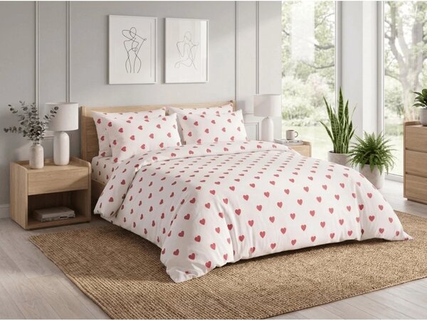 Bavlněné povlečení HEART CHARM bílé, 100% balvna Rozměr povlečení: 70 x 90 cm | 140 x 200 cm