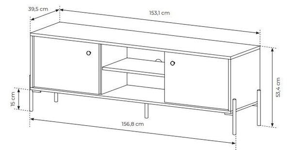 TV stolek/skříňka Scandia 153 2D (dub scandi + jedlička scandi)