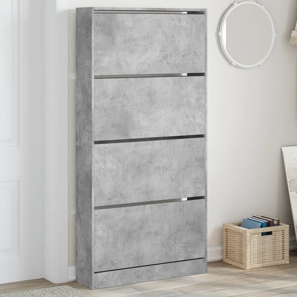 Botník se 4 výklopnými zásuvkami betonově šedý 80x21x163,5 cm 3214367