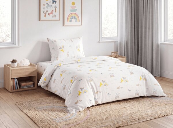 Dětské bavlněné povlečení MAGIC UNICORN bílé, 100% bavlna Rozměr povlečení: 70 x 90 cm | 140 x 200 cm