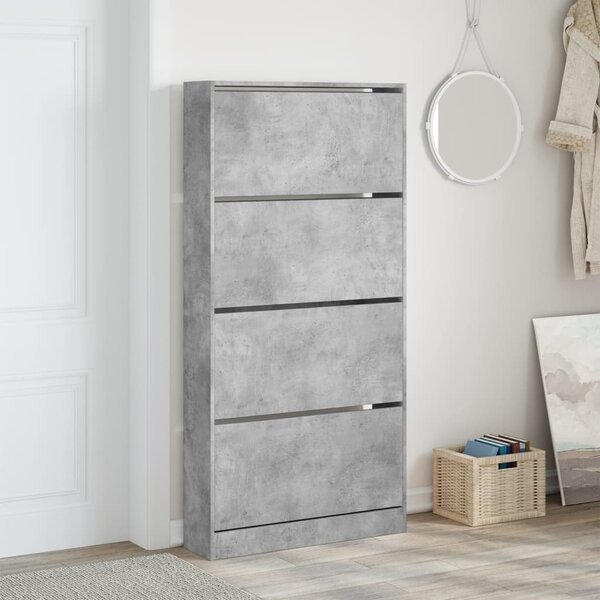 Botník se 4 výklopnými zásuvkami betonově šedý 80x21x163,5 cm 3214367