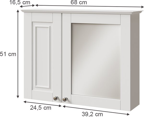 Koupelnová skříňka se zrcadlem Vicco Vanity Bílá 68 x 51 cm, Model 54330