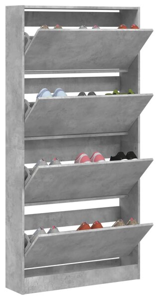 Botník se 4 výklopnými zásuvkami betonově šedý 80x21x163,5 cm 3214367