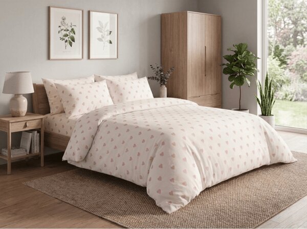 Bavlněné povlečení PINK HEART CHARM bílé, 100% bavlna Rozměr povlečení: 70 x 90 cm | 140 x 200 cm