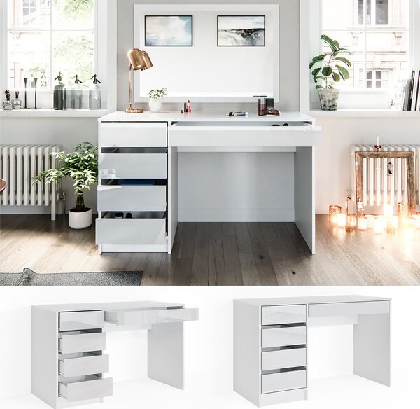 Toaletní stolek Vicco Sherry Bílá vysoký lesk 120 cm, Model 37340