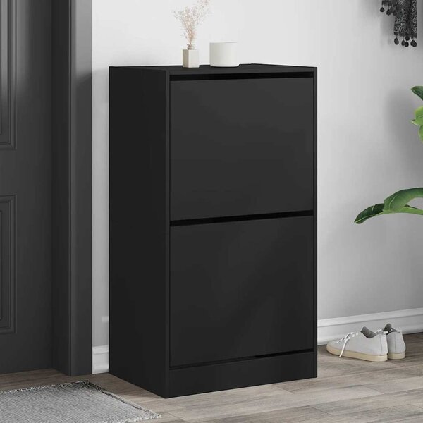 Botník se 2 výklopnými zásuvkami černý 60 x 42 x 108 cm 3214386