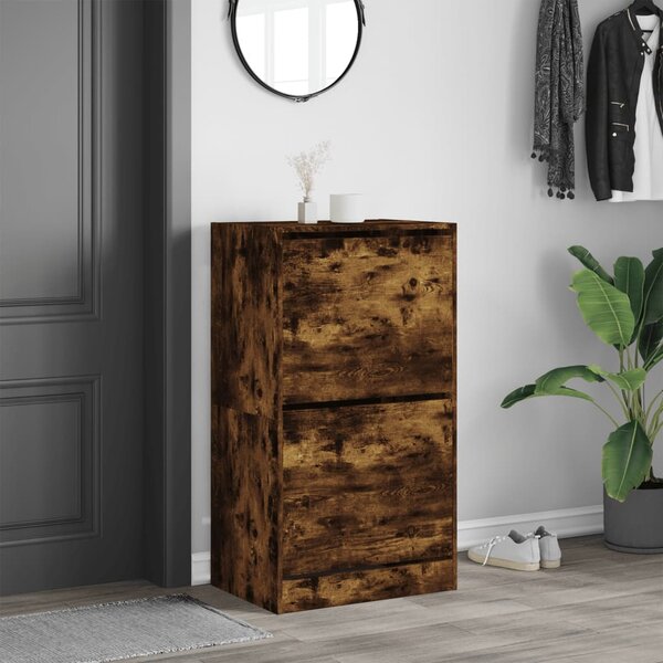Botník se 2 výklopnými zásuvkami kouřový dub 60 x 42 x 108 cm 3214389
