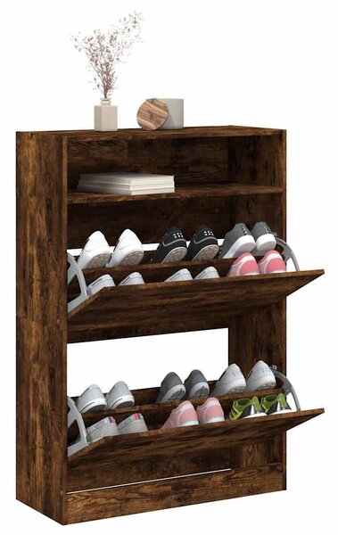 Botník se 2 výklopnými zásuvkami kouřový dub 80 x 34 x 116 cm 3214410