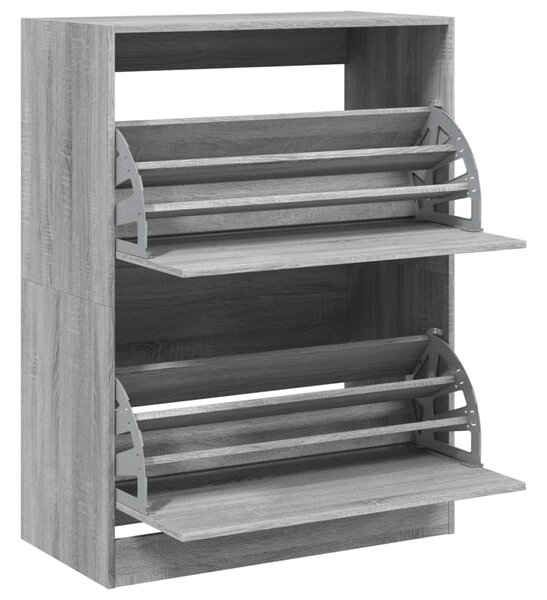Botník se 2 výklopnými zásuvkami šedý sonoma 80 x 42 x 108 cm 3214404