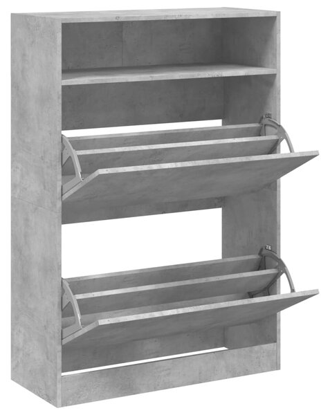Botník se 2 výklopnými zásuvkami betonově šedý 80 x 34 x 116 cm 3214409