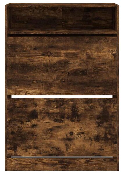Botník se 2 výklopnými zásuvkami kouřový dub 80 x 34 x 116 cm 3214410