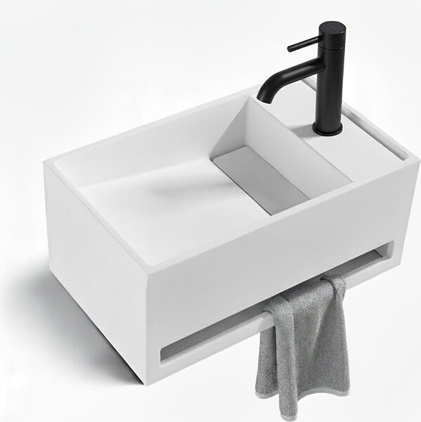 Nástnné umyvadlo Stilform 50×30×22 cm | minerální odlitek s drákem na runíky | matná bílá