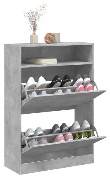 Botník se 2 výklopnými zásuvkami betonově šedý 80 x 34 x 116 cm 3214409