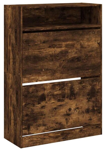 Botník se 2 výklopnými zásuvkami kouřový dub 80 x 34 x 116 cm 3214410