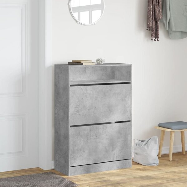 Botník se 2 výklopnými zásuvkami betonově šedý 80 x 34 x 116 cm 3214409