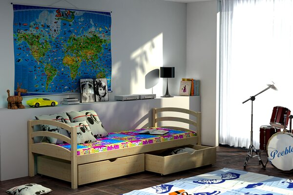 Dětská postel s úložným prostorem Tornádo, Bílá, 80x180 cm