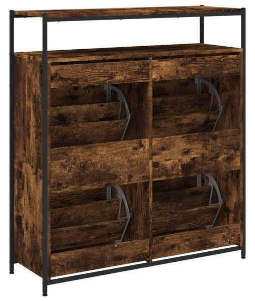 Botník se 4 výklopnými zásuvkami kouřový dub 100 x 34 x 112 cm 3214415