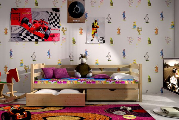 Dětská postel s úložným prostorem Elegant, Borovice přírodní, 80x180 cm