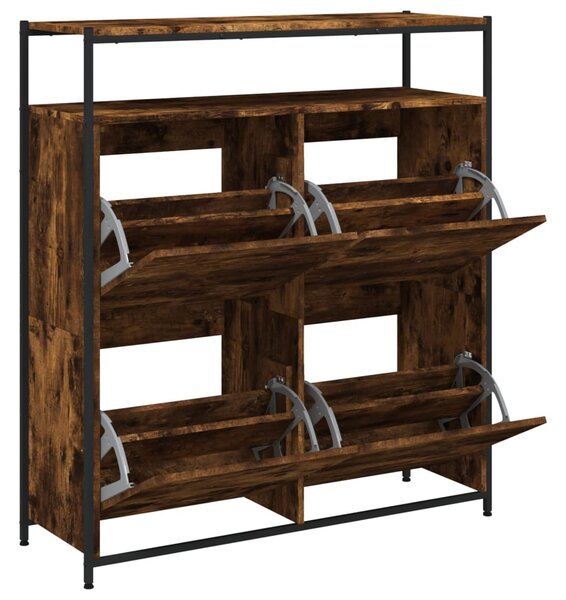 Botník se 4 výklopnými zásuvkami kouřový dub 100 x 34 x 112 cm 3214415