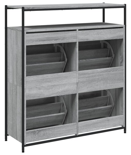 Botník se 4 výklopnými zásuvkami šedý sonoma 100 x 34 x 112 cm 3214416