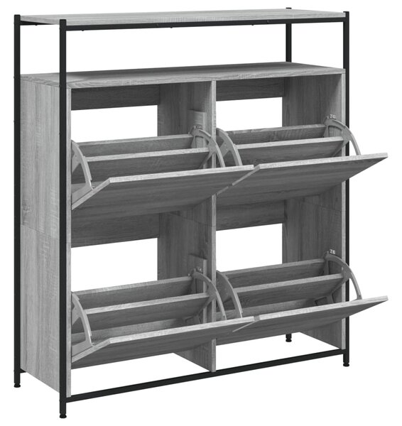 Botník se 4 výklopnými zásuvkami šedý sonoma 100 x 34 x 112 cm 3214416